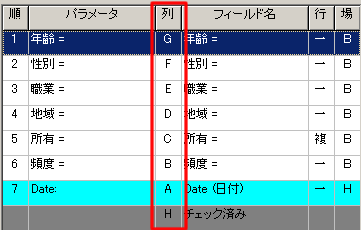 �p�����[�^�̏o�͏��ݒ���